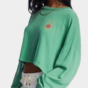 BILLA BONG cropped top long sleeve shirt green